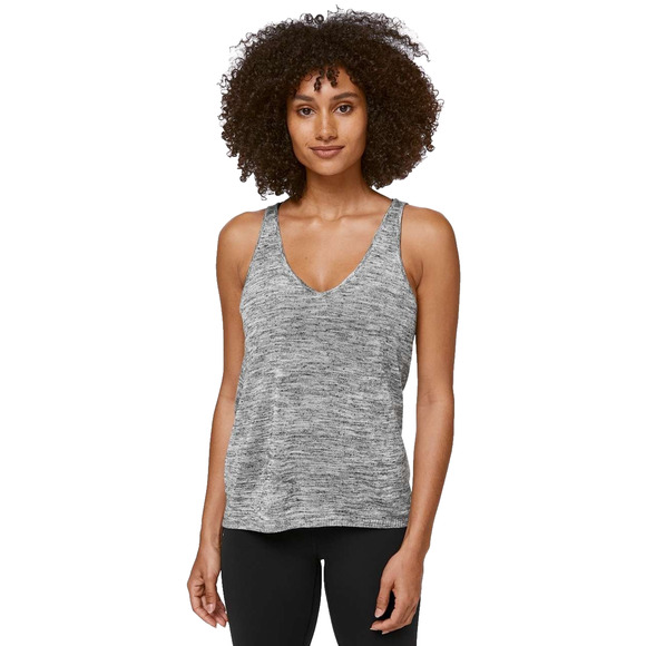 Lululemon Mix and Mingle Tank Heathered Vapor Melanite V Neck Linen Knit Size 6 - Picture 1 of 9